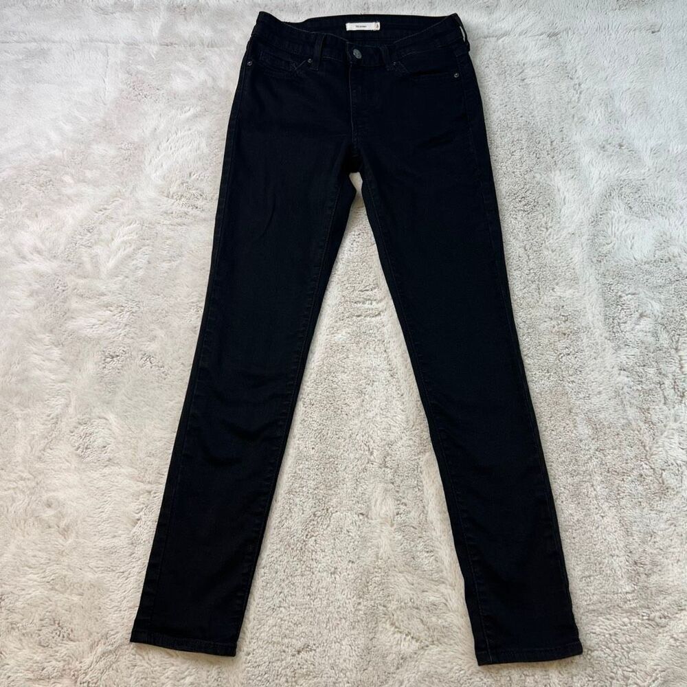 Levis 711 Black Skinny Jeans Womens Size 26x30 Pants Stretch Jegging Inseam 28"